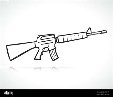 kalashnikov or machine gun illustration isolated drawing Stock Vector ...