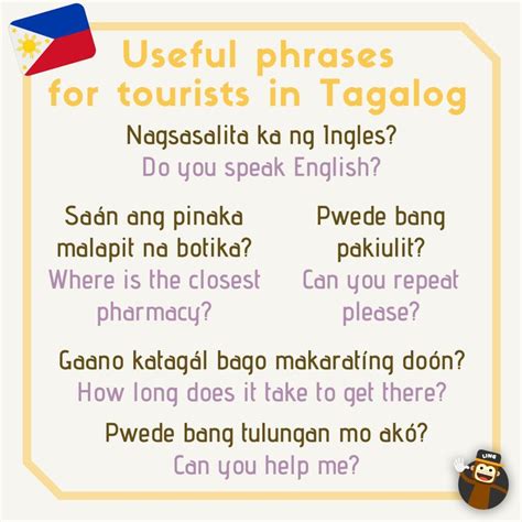 Useful phrases for tourists in Tagalog | Tagalog words, Filipino words, Learning languages