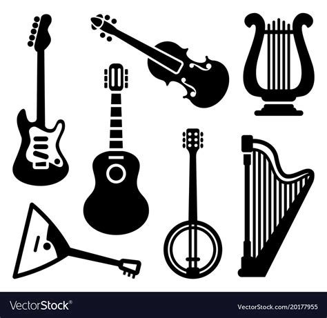 Icons of string musical instruments Royalty Free Vector