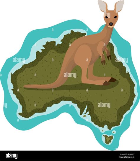 wild kangaroo over australian map Stock Vector Image & Art - Alamy