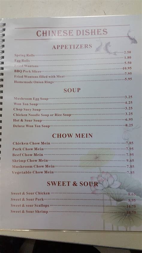 Menu at Dragon Restaurant, Corner Brook