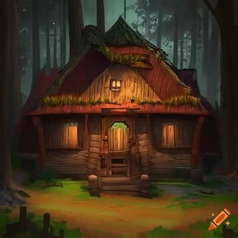 Image of a rustic tavern in the forest on Craiyon