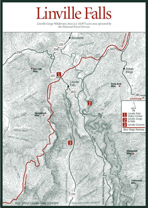 Sherpa Guides | North Carolina | Mountains | Linville Falls Map