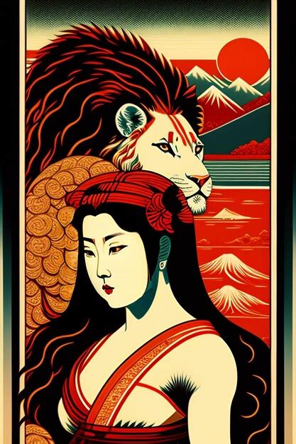 Premium AI Image | A poster for a japanese show called the lion king.