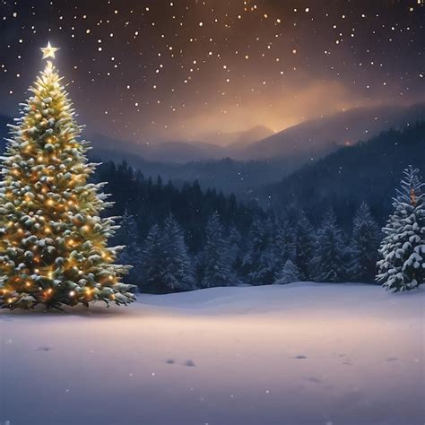 Premium Photo | Snowy night christmas tree