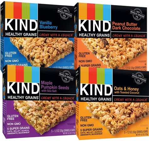 KIND Healthy Whole Grains Granola Snack Bars, (Count 4) Variety Pack with Peanut Butter and Dark ...