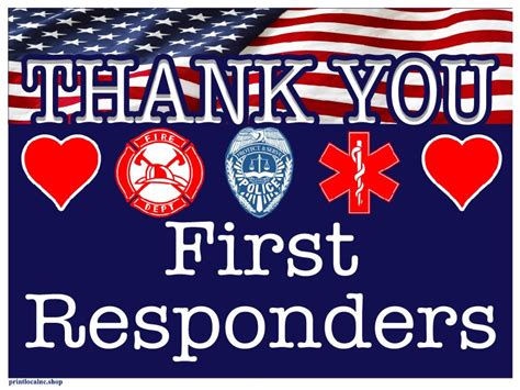 Thank You First Responders 18 x 24 Corrugated Indoor/Outdoor Yard Sign