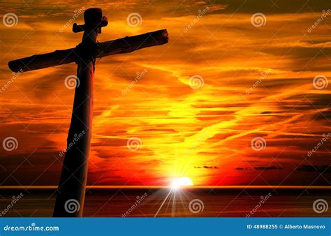 Cross Silhouette at the Sunset Stock Image - Image of dusk, beautiful: 48988255