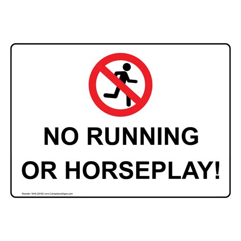 Recreation Accident Prevention Sign - No Running Or Horseplay!