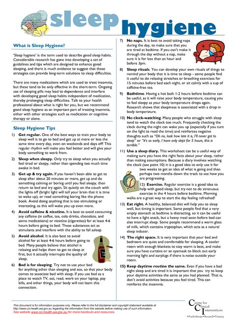 Sleep Hygiene Tips Worksheets For A Healthy Night S Rest | Hot Sex Picture