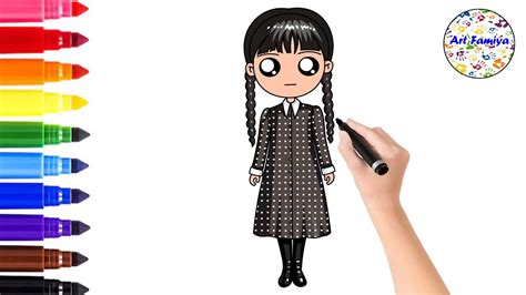 How To Draw Wednesday Addams | Wednesday Addams Drawing Easy | Drawing ...