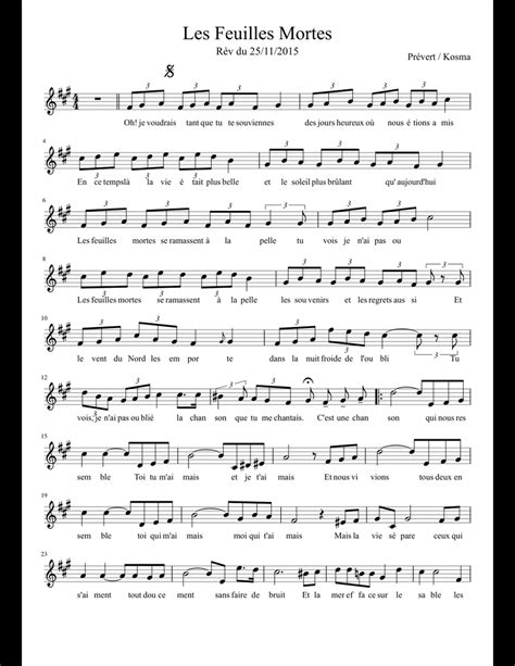 Les Feuilles Mortes sheet music for Tenor Saxophone download free in PDF or MIDI