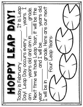 Leap Day and Leap Year Craft and Printables | Leap day, Leap year, School age activities