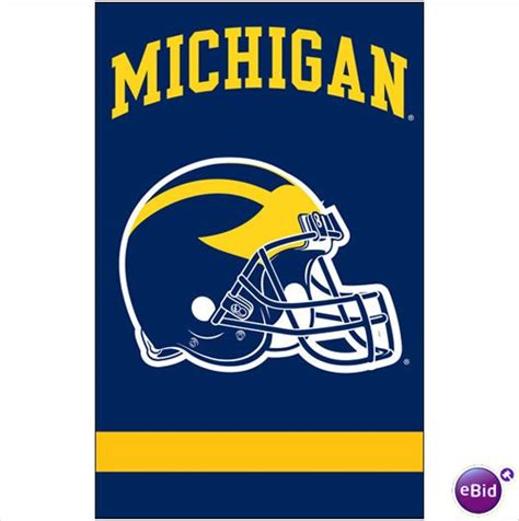 UNIVERSITY OF MICHIGAN .. Applique Banner Flag 44" x 28" 2-Sided with Hang Tabs 733947561074 on ...