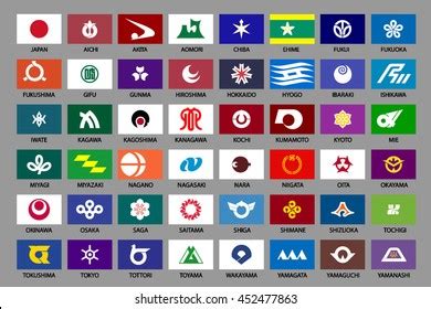 47 Japanese Prefecture Flags Collection Stock Vector (Royalty Free) 452477863 | Shutterstock