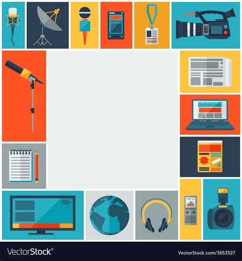 Background with journalism icons Royalty Free Vector Image