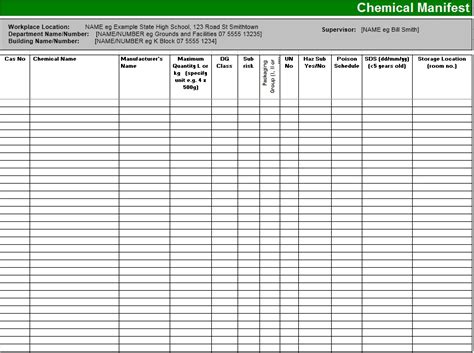 13 Free Sample Chemical Inventory List Templates - Printable Samples