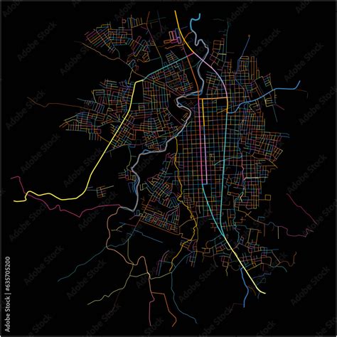 Colorful Map of Esteli, Esteli with all major and minor roads. Stock ...