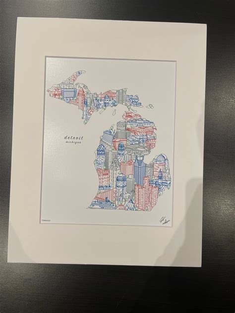 Detroit Michigan Wall Art Detroit Skyline Print Souvenir | Etsy