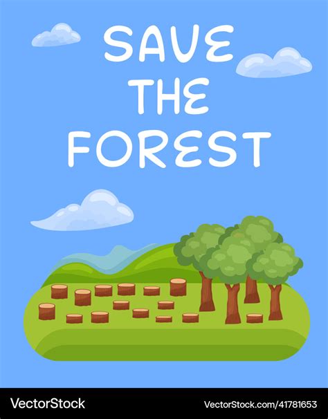 Save the forest ecological vertical poster Vector Image