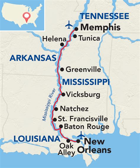 Lower Mississippi River Itinerary Map | Mississippi river, Mississippi river cruise, Mississippi