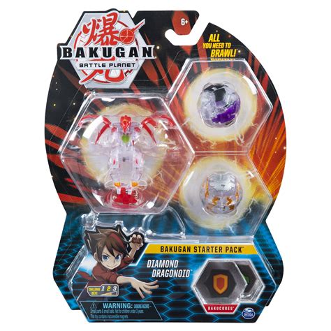 Bakugan Starter Pack 3-Pack, Diamond Dragonoid, Collectible Action ...