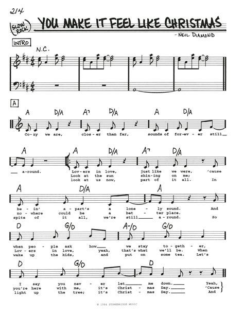 You Make It Feel Like Christmas by Neil Diamond Sheet Music for Real Book – Melody, Lyrics ...