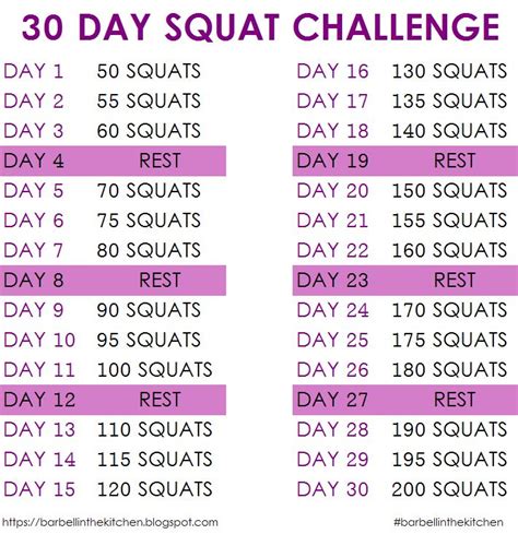 Barbell in the Kitchen: 30 Day Squat Challenge