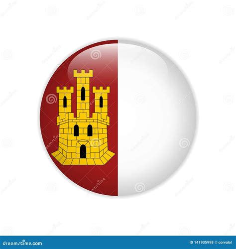 Flag Bandera Castilla-La Mancha on Button Stock Vector - Illustration of color, sign: 141935998