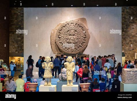 The Aztec Calendar or Stone of the Sun at the National Museum of Anthropology in Mexico City ...