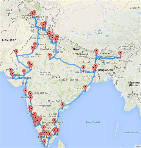 All India Road Trip Map - Birdie Sharline