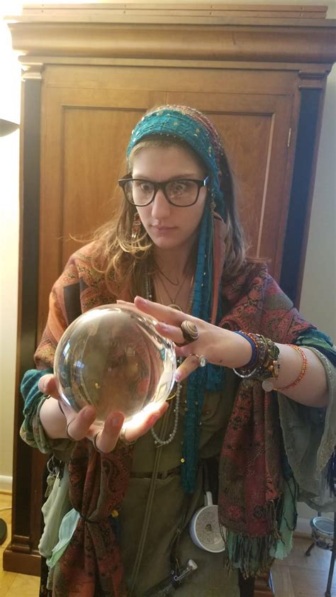 My sister's closet cosplay Prof Sybill Trelawney. Yes, we had a fortune telling teacup set ...