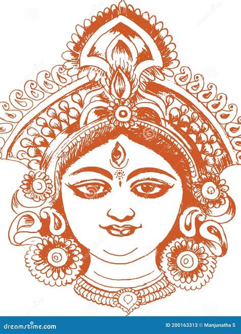 Sketch Of Goddess Durga Maa Or Kali Mata Editable Vector Outline ...