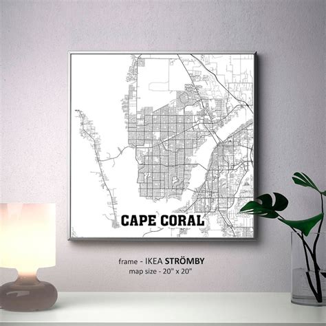 Cape Coral Florida Map Print Cape Coral Square Map Poster | Etsy