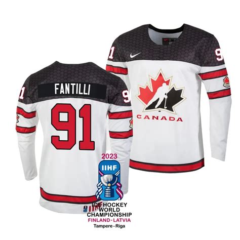 Canada Hockey Adam Fantilli #91 White Home Jersey 2023 IIHF World Championship - NCAA Jersey One