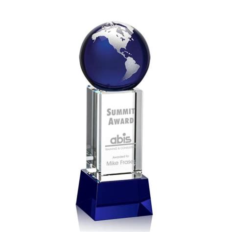 Luz Globe Award on Base - Blue/Silver OPG7351-S