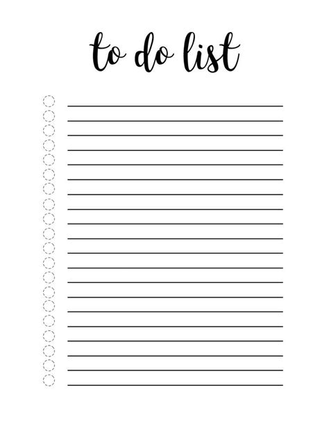 Free Printable To Do List Template