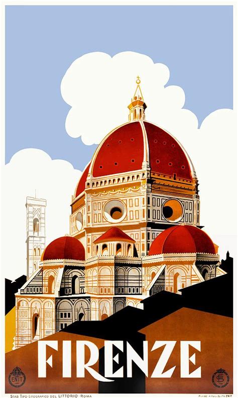 1930 Florence Duomo Italian Travel Poster Digital Art by Retro Graphics