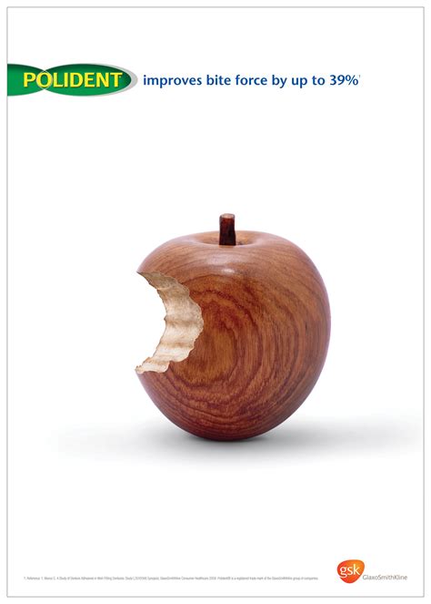 Print ad: Polident Denture Care: Wooden Apple