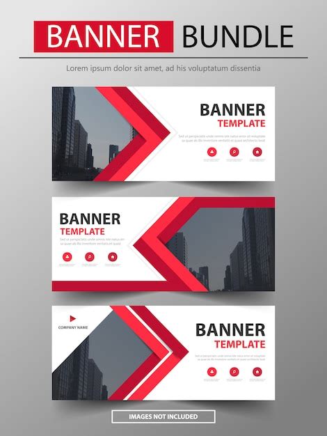 Premium Vector | Red banner bundle business banner layout template