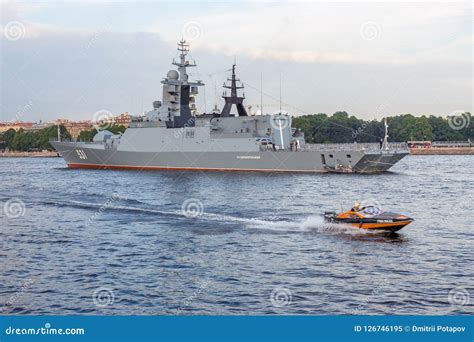 Saint Petersburg, Russia - 07/23/2018: Preparation for the Naval Parade - Corvette ...