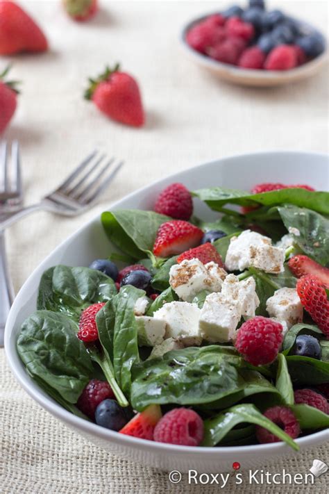 5-Ingredient Spinach Salad with Berries and Feta Cheese - Roxy's Kitchen