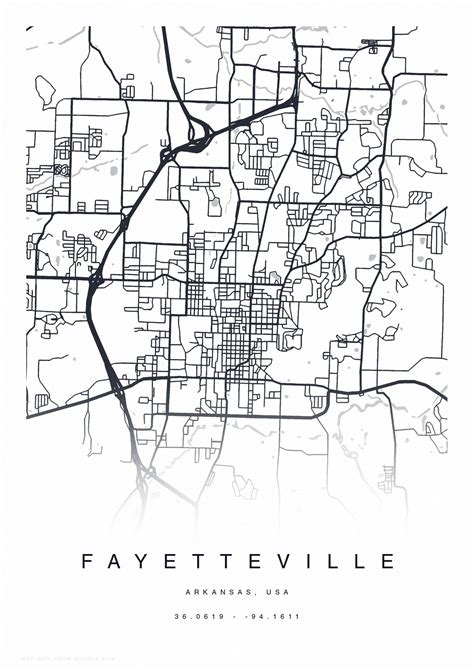 PRINTABLE Fayetteville Map Print Street Map of Fayetteville | Etsy