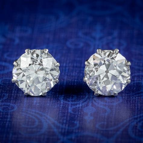 ANTIQUE EDWARDIAN DIAMOND STUD EARRINGS 3.40CT DIAMOND CIRCA 1901 WITH – Antique Jewellery Online