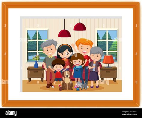 Happy family picture cartoon in a frame illustration Stock Vector Image & Art - Alamy