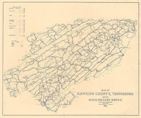 "1920 Map of Hawkins County Tennessee 20\" x 24\" Full Color Map ...