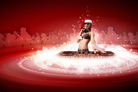 Female Dj in Christmas Wear Stock Photo - Image of lifestyle, earphones: 30093972