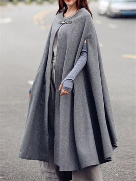 Womens solid winter long cape cloak casual coats robe waistc Sale ...