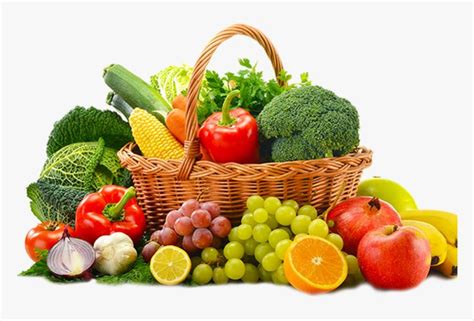 Fresh Fruit, Vegetable & Leaves - Fruits And Vegetables In A Basket, HD Png Download ...