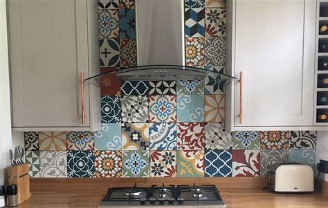 Patchwork Encaustic Tiles Moroccan tiles Cement tiles on kitchen wall | Patchwork tiles kitchen ...